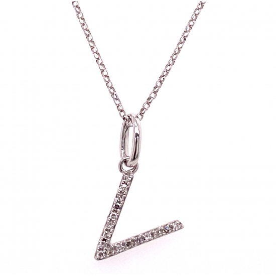 LETTER "V" DIAMOND PENDANT