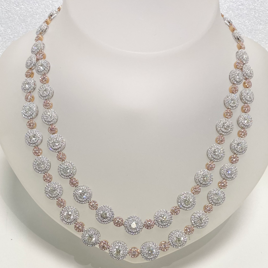 ONE OF A KIND TWO STRAND PINK DIAMOND NECKLACE
