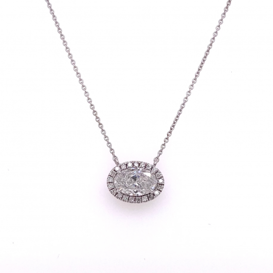 OVAL CUT HALO DIAMOND PENDANT