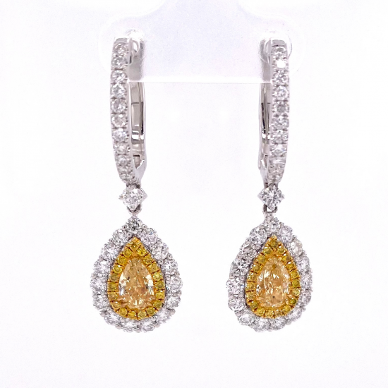 YELLOW DIAMONDS TEAR DROP EARRINGS