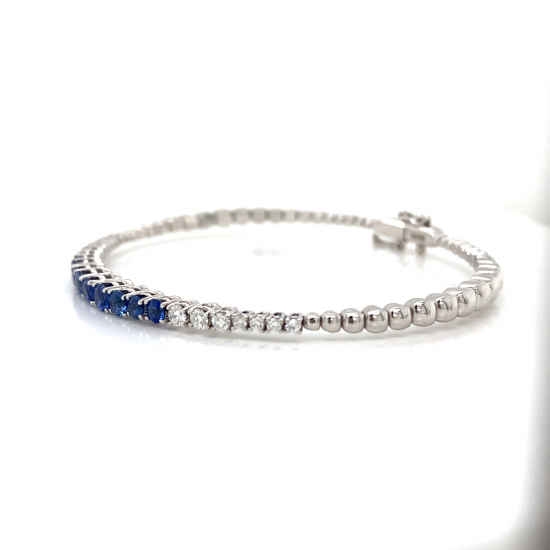 ROUND CUT BLUE SAPPHIRE DIAMOND BANGLE