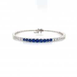 ROUND CUT BLUE SAPPHIRE DIAMOND BANGLE