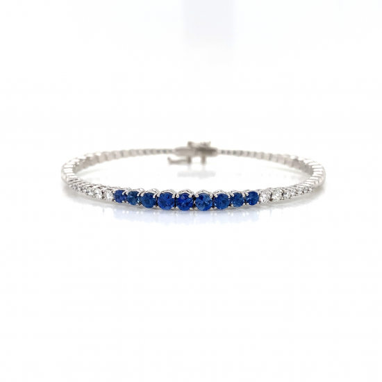 ROUND CUT BLUE SAPPHIRE DIAMOND BANGLE