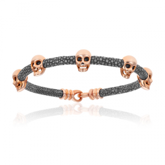 Double Bone Multi Skull Bracelet 