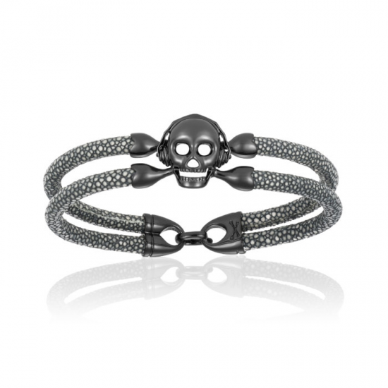 Double Bone Single Skull Bracelet 