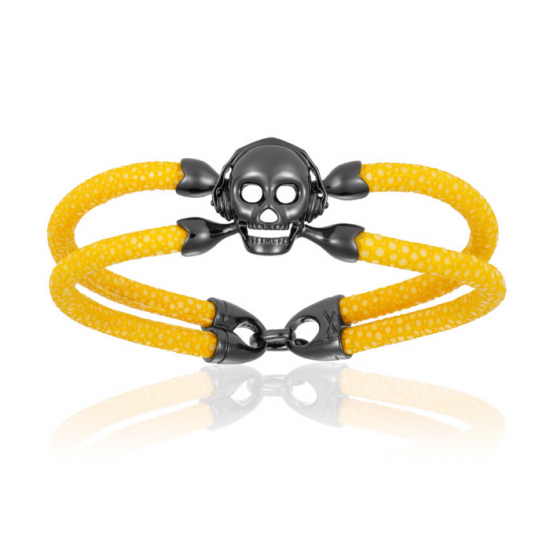 Double Bone Single Skull Bracelet 