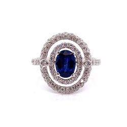 SAPPHIRE HALO WITH PAVE DIAMOND RING SAPPHIRE HALO WITH PAVE DIAMOND RING