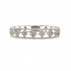 HINGED DIAMOND BANGLE WITH FLOWER DESIGN HINGED DIAMOND BANGLE WITH FLOWER DESIGN