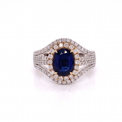 SAPPHIRE HALO WITH PAVE DIAMOND RING SAPPHIRE HALO WITH PAVE DIAMOND RING