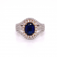 SAPPHIRE HALO WITH PAVE DIAMOND RING