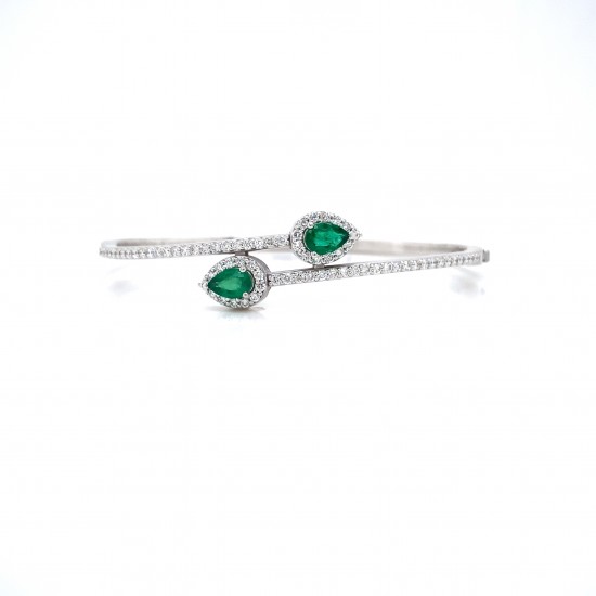 PEAR CUT EMERALD DIAMOND BANGLE