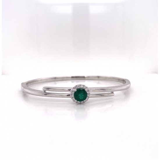 SINGLE EMERALD DIAMOND BANGLE