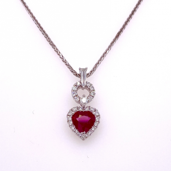 HEART SHAPE DIAMOND & RUBY PENDANT