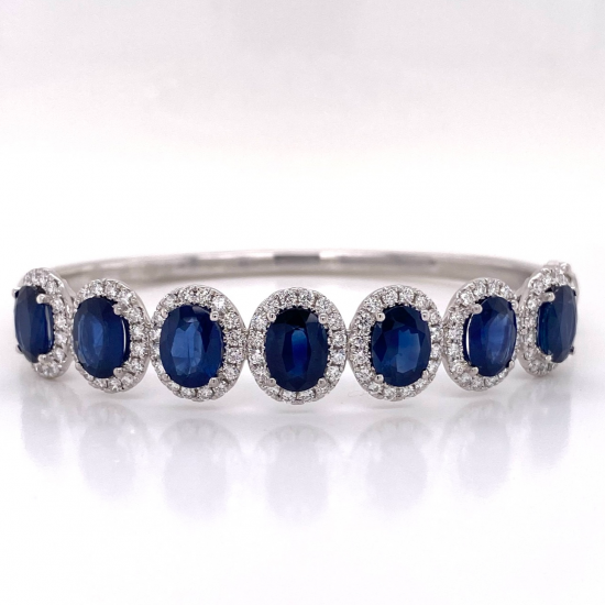 SAPPHIRE & HALO DIAMOND BANGLE