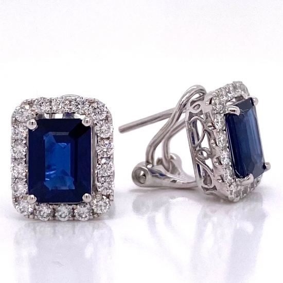 SAPPHIRE & HALO DIAMOND EARRINGS