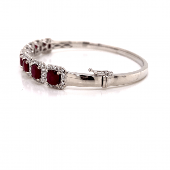 RUBY & HALO DIAMOND BANGLE