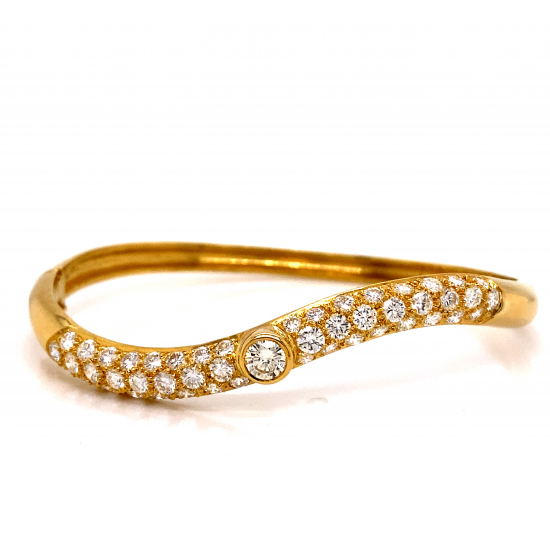 WAVE HINGED DIAMOND BANGLE