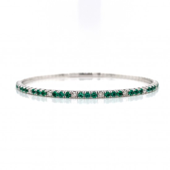 HALF WAY EMERALD DIAMOND BANGLE