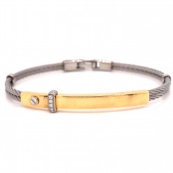 18kt Yellow and White Gold Mens Diamond Bracelet