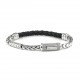 925 Rhodium Silver and Braided Black Rubber Bracelet