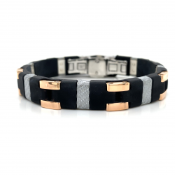 SILVER & RUBBER BARAKA MENS BRACELET SILVER & RUBBER BARAKA MENS BRACELET