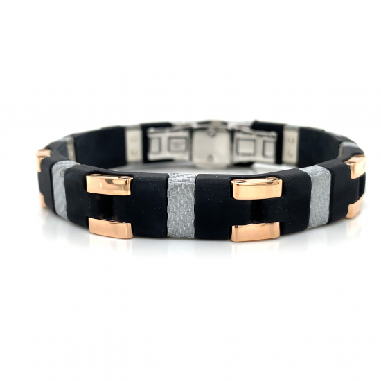 SILVER & RUBBER BARAKA MENS BRACELET