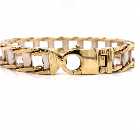 HOLLOW CURB LINK GOLD MENS BRACELET