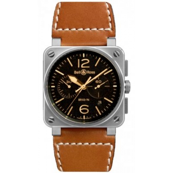 Bell and Ross BR0394-ST-G-HE/SCA  Aviation Golden Heritage Chronograph Automatic 