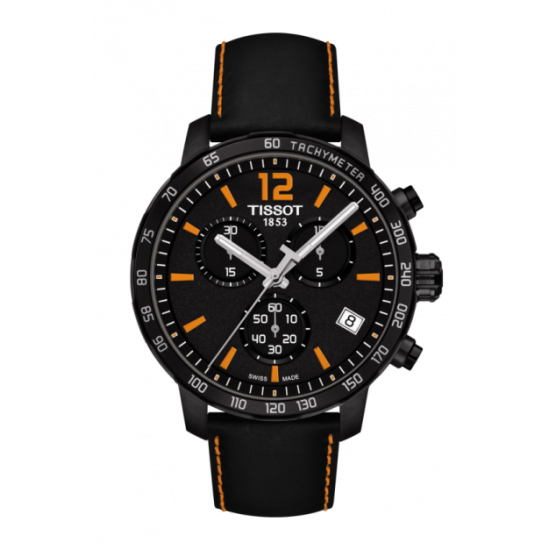 Tissot Quickster Chronograph Black Dial Black Leather Watch