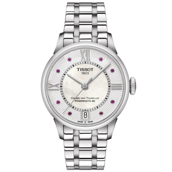 Tissot Chemin Des Tourelles White Mother Of Pearl Rubies Dial Watch