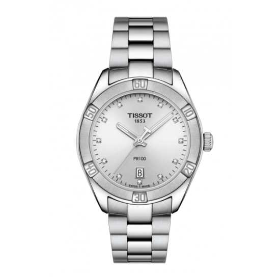 Tissot PR 100 Diamond Silver Dial Watch